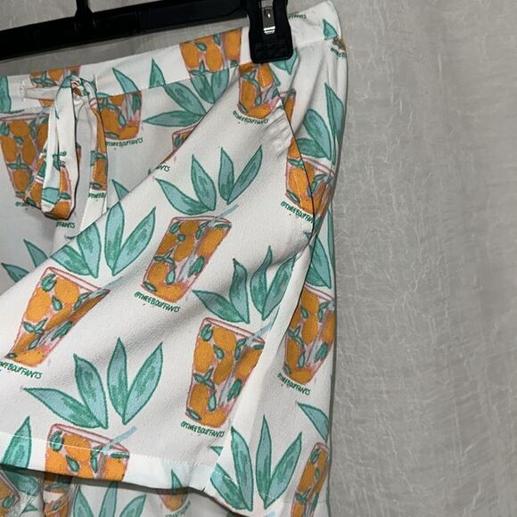 Bouffants & Broken Hearts L White Teal Orange Lemonade Print PJ Short Set - Picture 15 of 16